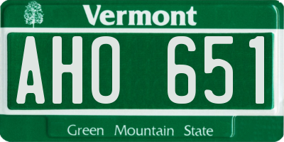 VT license plate AHO651