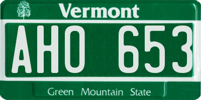VT license plate AHO653