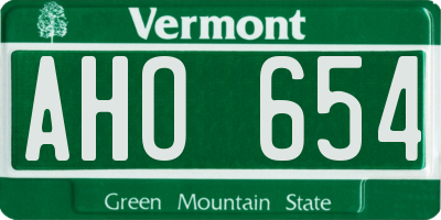 VT license plate AHO654