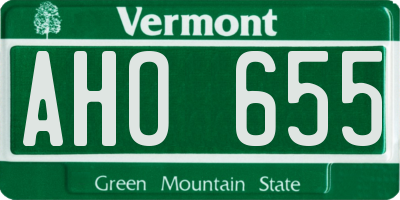 VT license plate AHO655