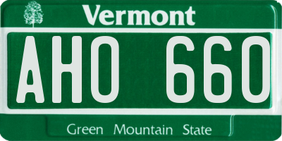 VT license plate AHO660