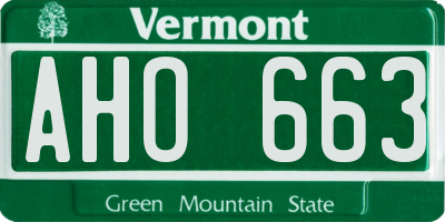 VT license plate AHO663