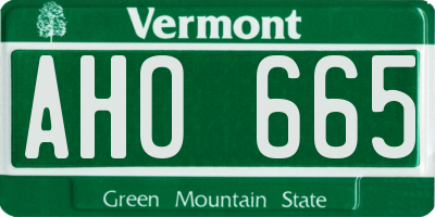 VT license plate AHO665