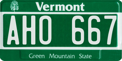 VT license plate AHO667