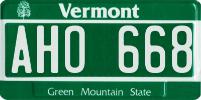 VT license plate AHO668
