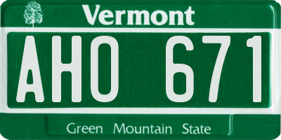 VT license plate AHO671