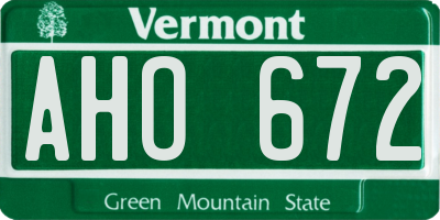 VT license plate AHO672