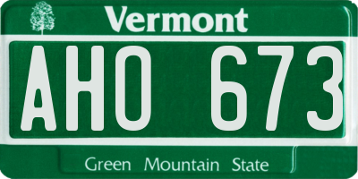 VT license plate AHO673