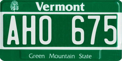 VT license plate AHO675