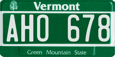 VT license plate AHO678