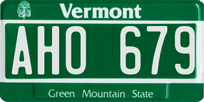 VT license plate AHO679