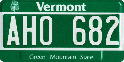 VT license plate AHO682
