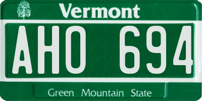 VT license plate AHO694