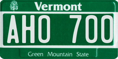 VT license plate AHO700
