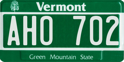 VT license plate AHO702