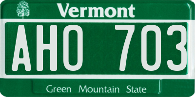 VT license plate AHO703
