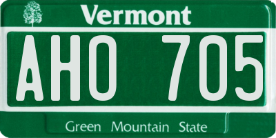 VT license plate AHO705