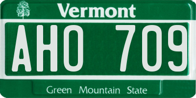 VT license plate AHO709
