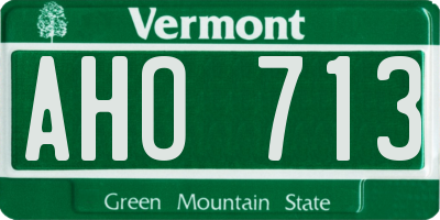VT license plate AHO713
