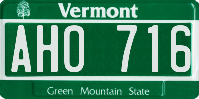 VT license plate AHO716