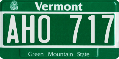 VT license plate AHO717