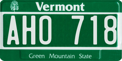 VT license plate AHO718