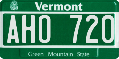 VT license plate AHO720