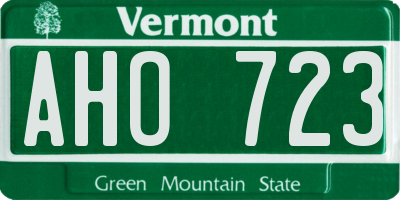 VT license plate AHO723