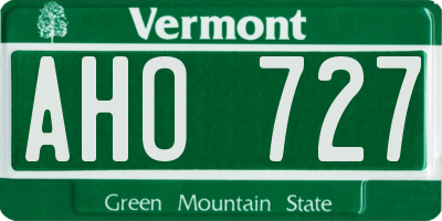 VT license plate AHO727