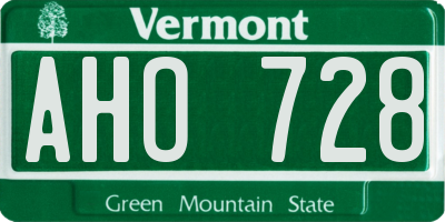 VT license plate AHO728