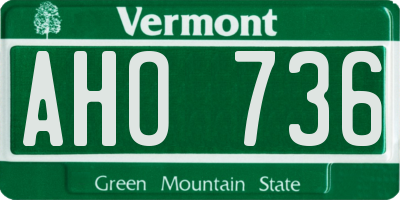 VT license plate AHO736