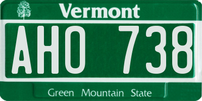 VT license plate AHO738