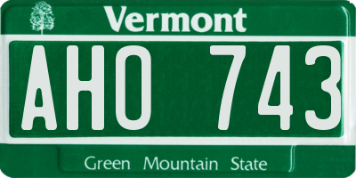 VT license plate AHO743