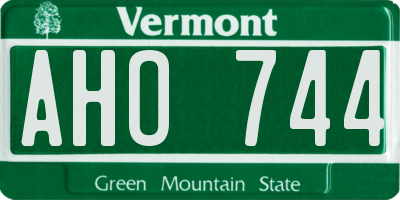 VT license plate AHO744