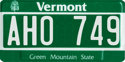 VT license plate AHO749