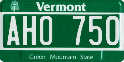 VT license plate AHO750