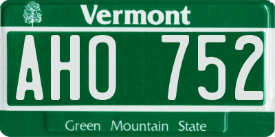 VT license plate AHO752