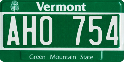 VT license plate AHO754