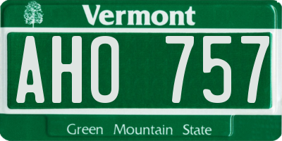VT license plate AHO757