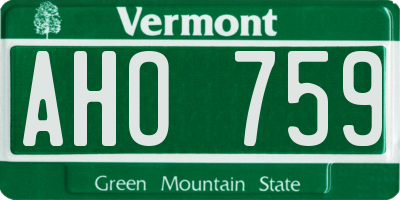 VT license plate AHO759