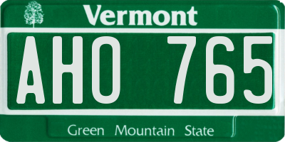 VT license plate AHO765