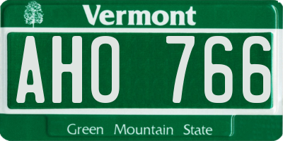 VT license plate AHO766