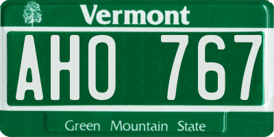 VT license plate AHO767
