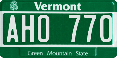VT license plate AHO770