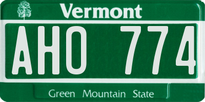 VT license plate AHO774