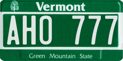 VT license plate AHO777