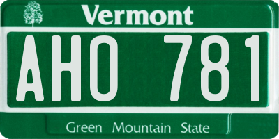 VT license plate AHO781