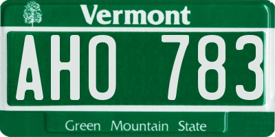 VT license plate AHO783