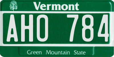 VT license plate AHO784
