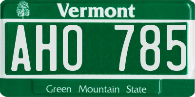 VT license plate AHO785